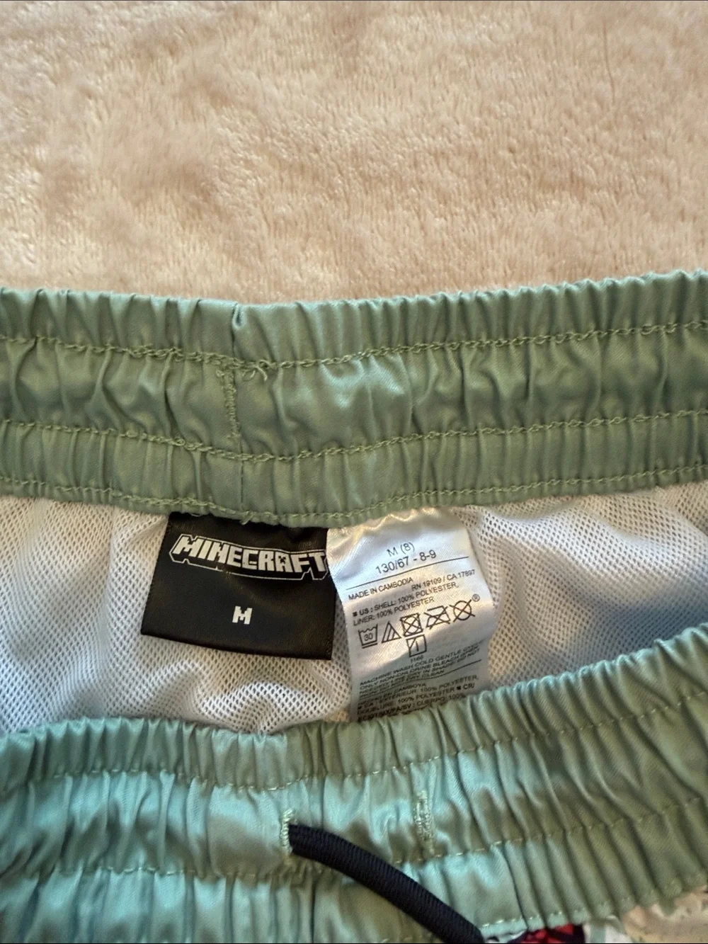 Boys' Light Green Creeper Print Swim Shorts